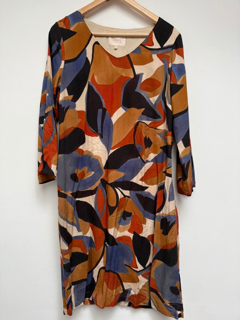 comme ça - Jurk - meerkleurig, abstracte bloemenprint, driekwart mouwen - M