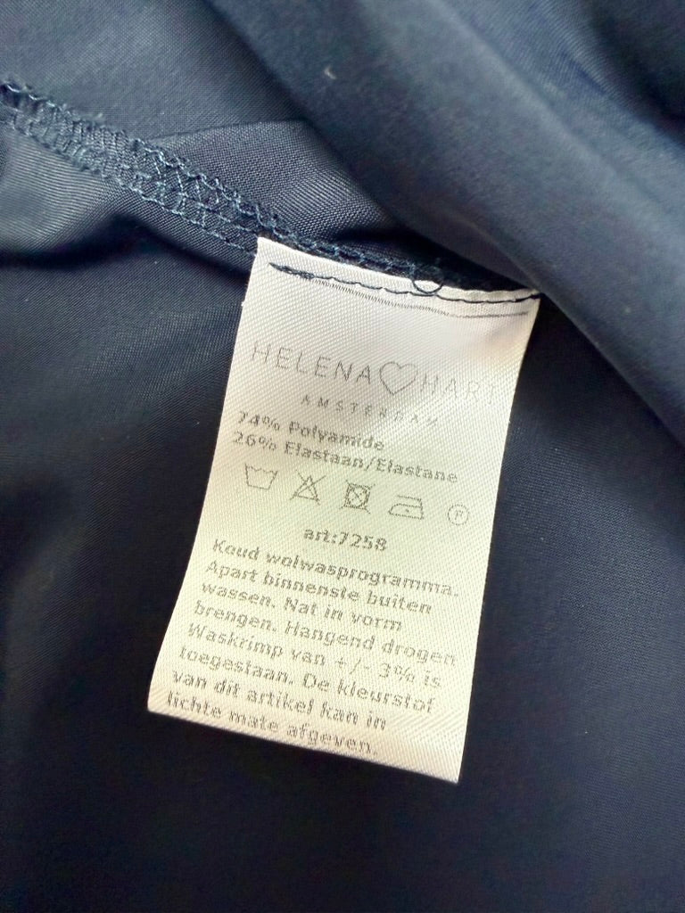 HELENA HART - Blouse - donkerblauw, ruches, opstaande kraag - XL