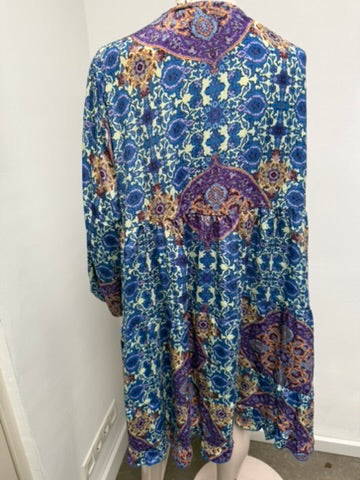 GOLD & SILVER - Jurk - meerkleurig, paisley- en bloemenprint, V-hals Taille Unique