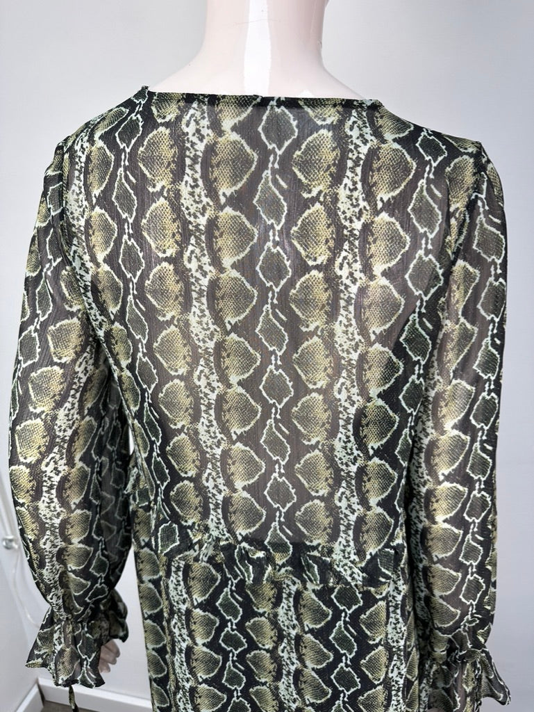 Denham blouse donkergroen met snake print maat XS