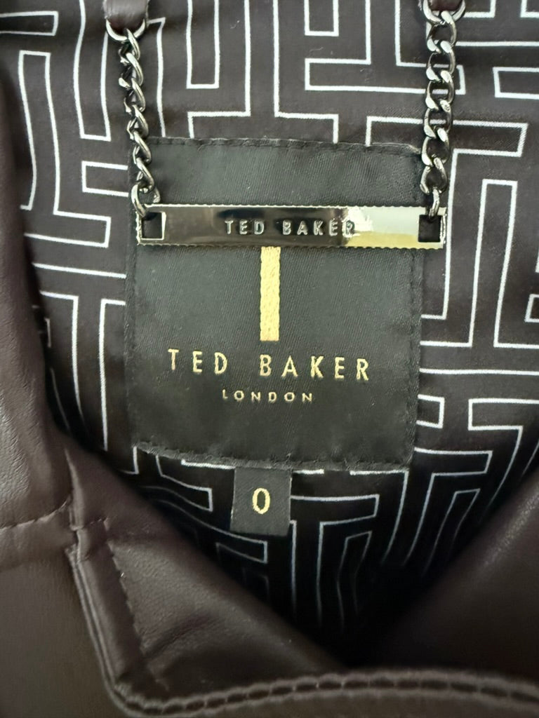 Ted Baker - Jasje - paars, asymmetrische ritssluiting, riem in taille - XS