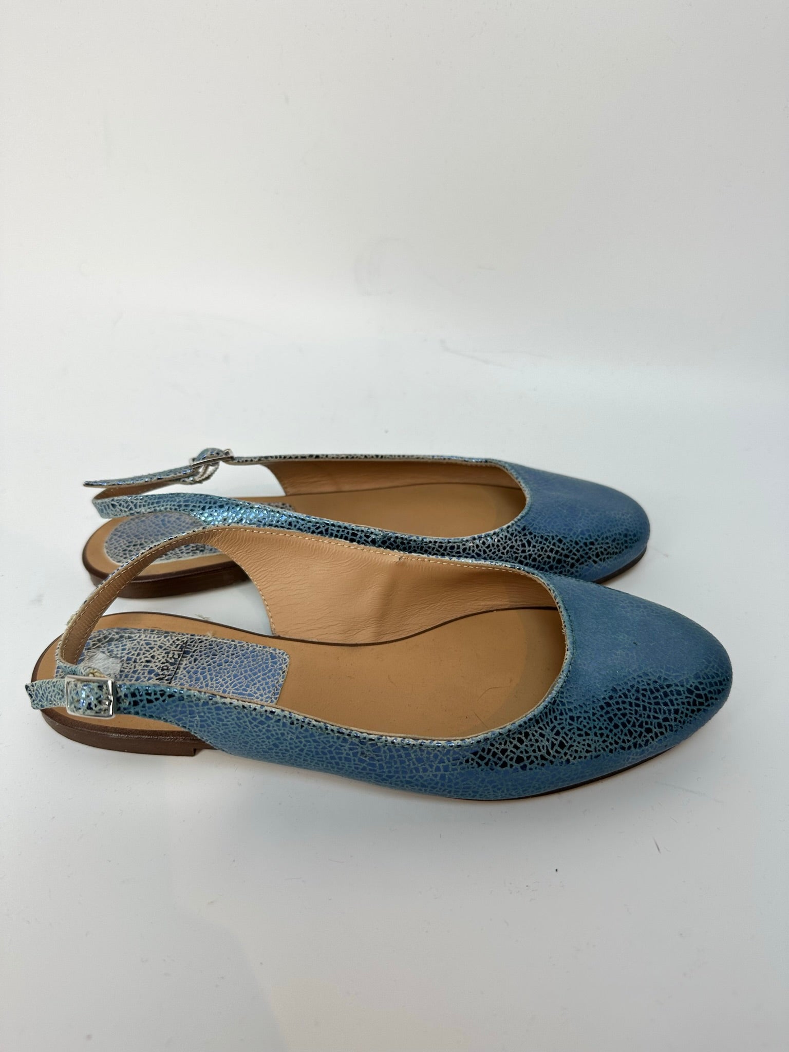 Manfield blauw metallic slingback ballerina's maat 36