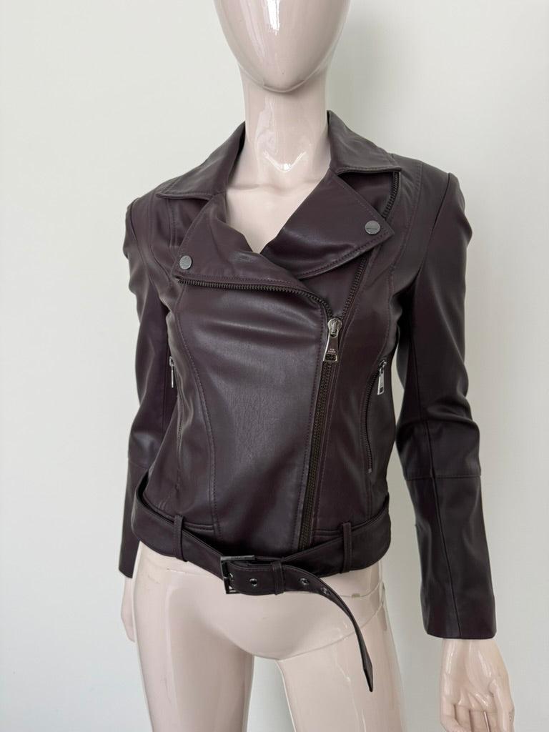Ted Baker - Jasje - paars, asymmetrische ritssluiting, riem in taille - XS
