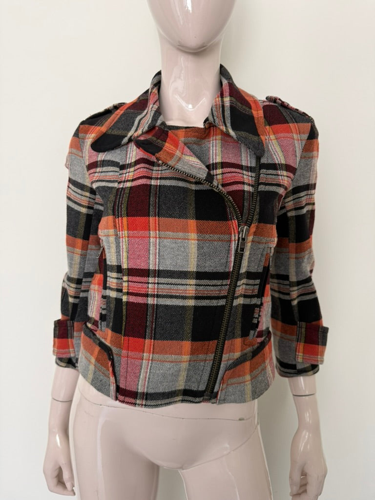 FRENCH CONNECTION - Jasje - geruit, asymmetrische ritssluiting, opstaande kraag - XS