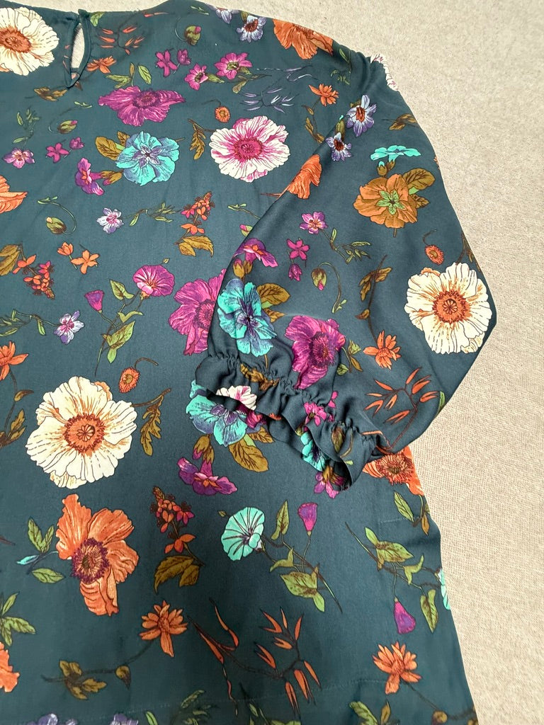 ESSENTIEL ANTWERP - Blouse - donkerblauw, all-over bloemenprint, ronde hals - L