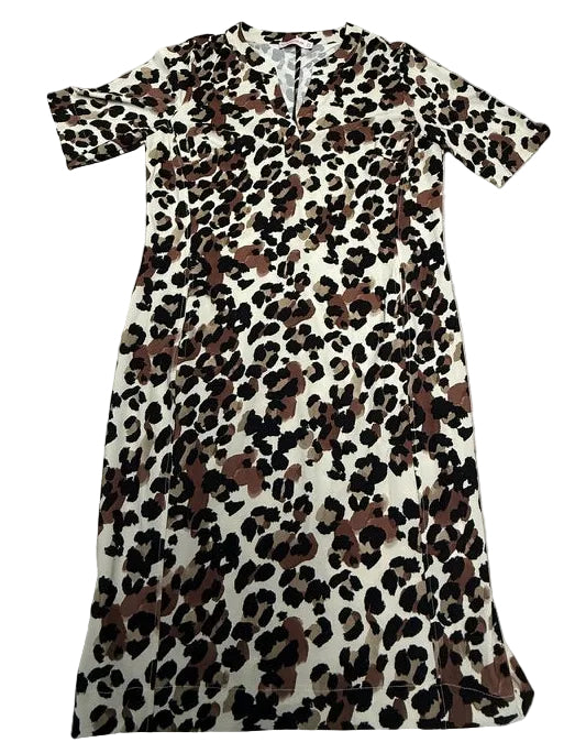 Studio Anneloes Leopard Jurk Maat L – Travelstof Jurk met Luipaardprint in Beige, Zwart en Taupe