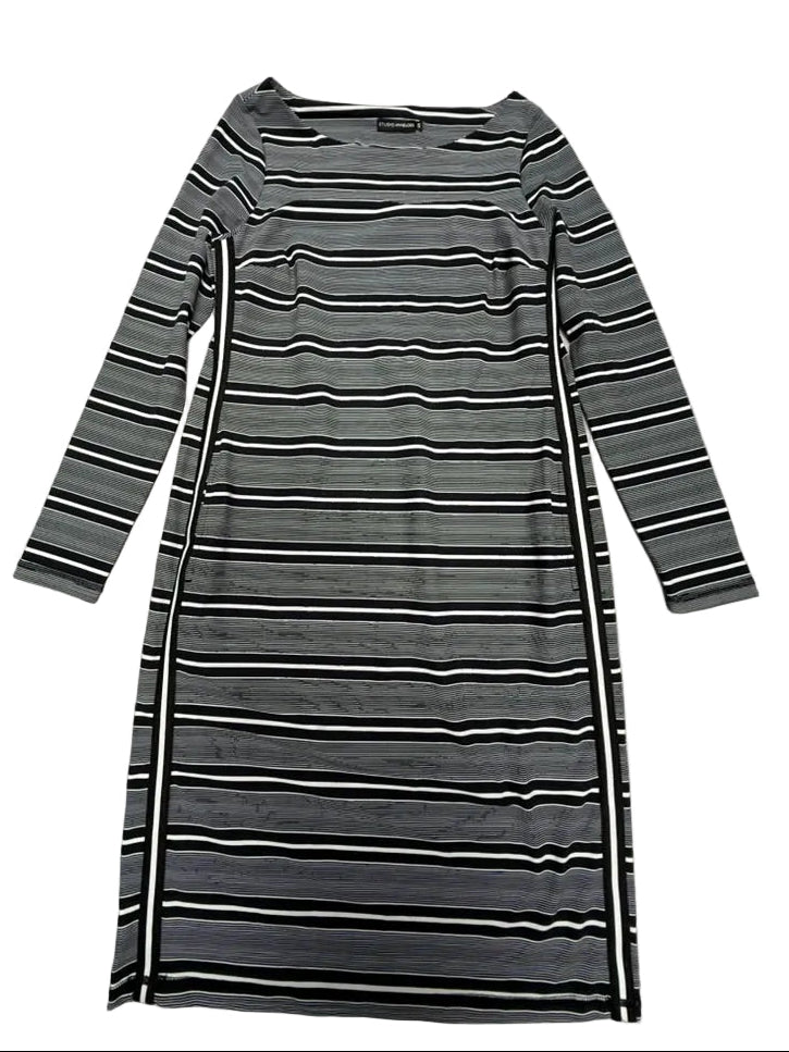 Studio Anneloes gestreepte midi jurk zwart/wit maat S