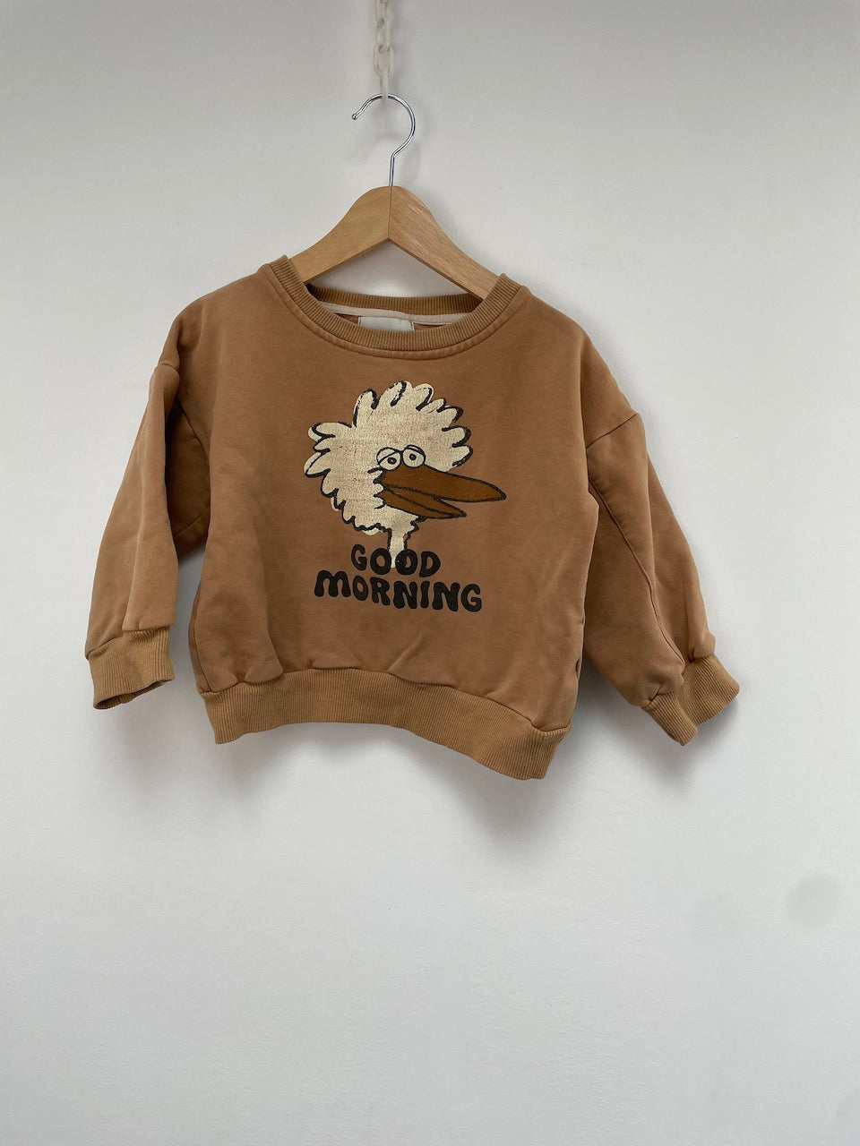 Bobo Choses birdie sweater mosterd met print maat 98