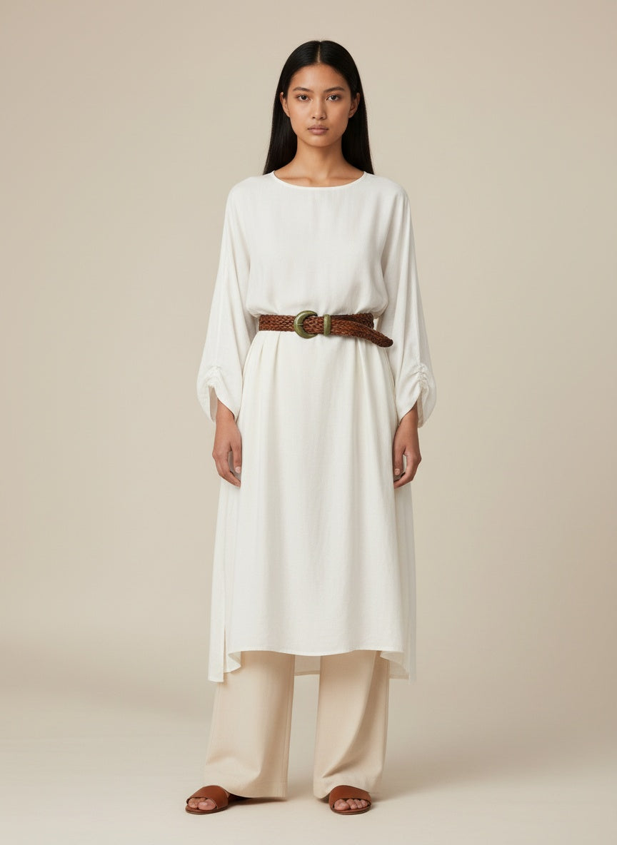 Full body view of the model wearing Mulberry Riem maat 80 Bruin leder