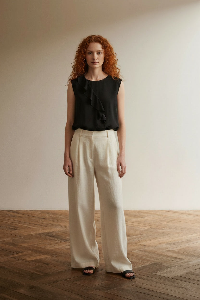 Full body view of the model wearing Pinko Top maat S zwart