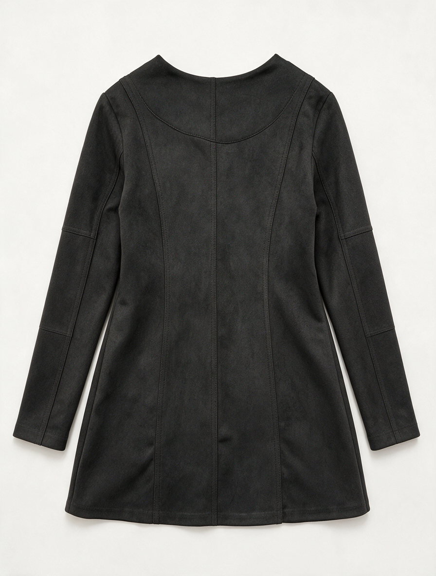 Angelle Milan - Jasje - zwart, suèdelook, ritssluiting - L