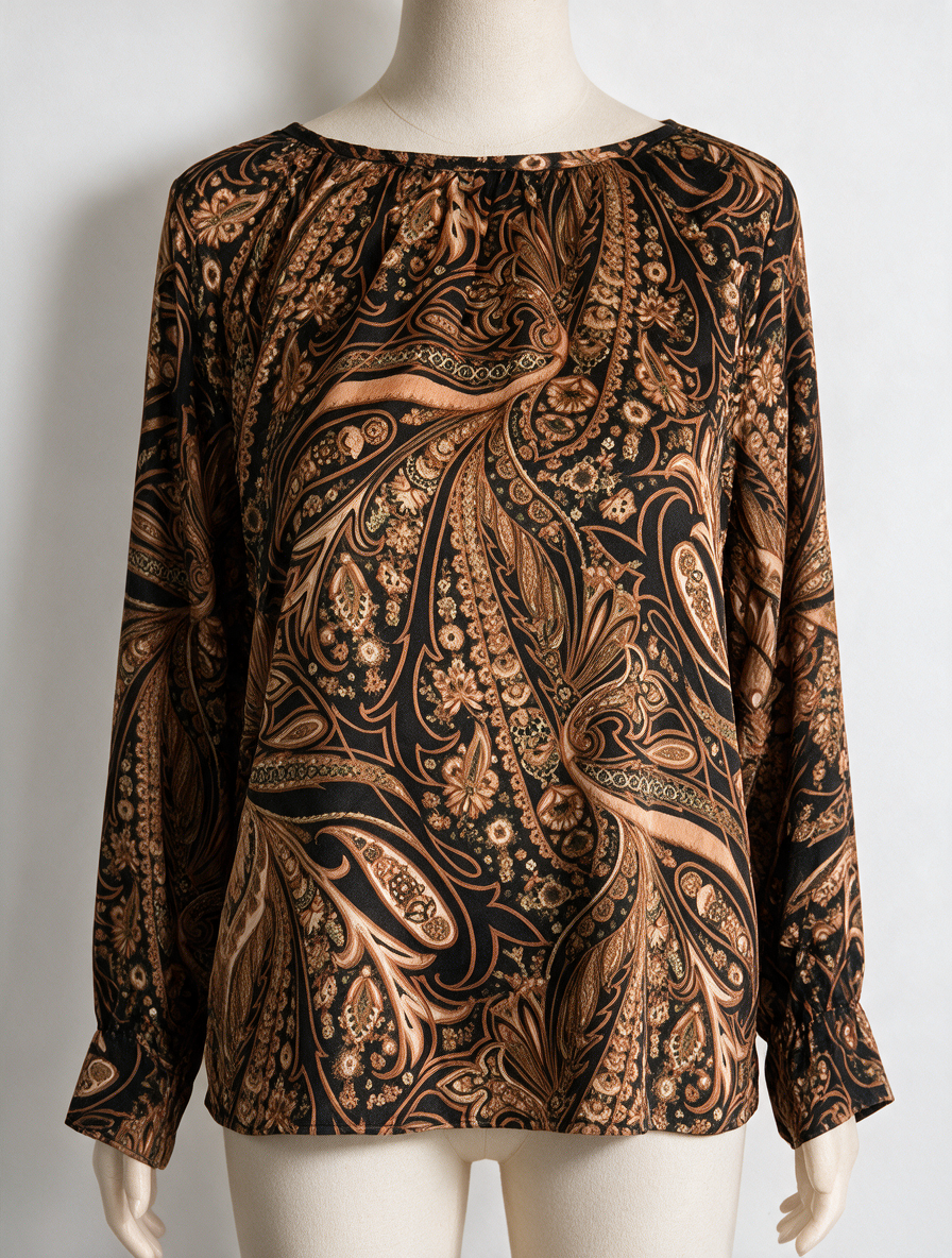 Richard Allan x H&M - Blouse - paisleyprint, glanzende stof, lange mouwen - S