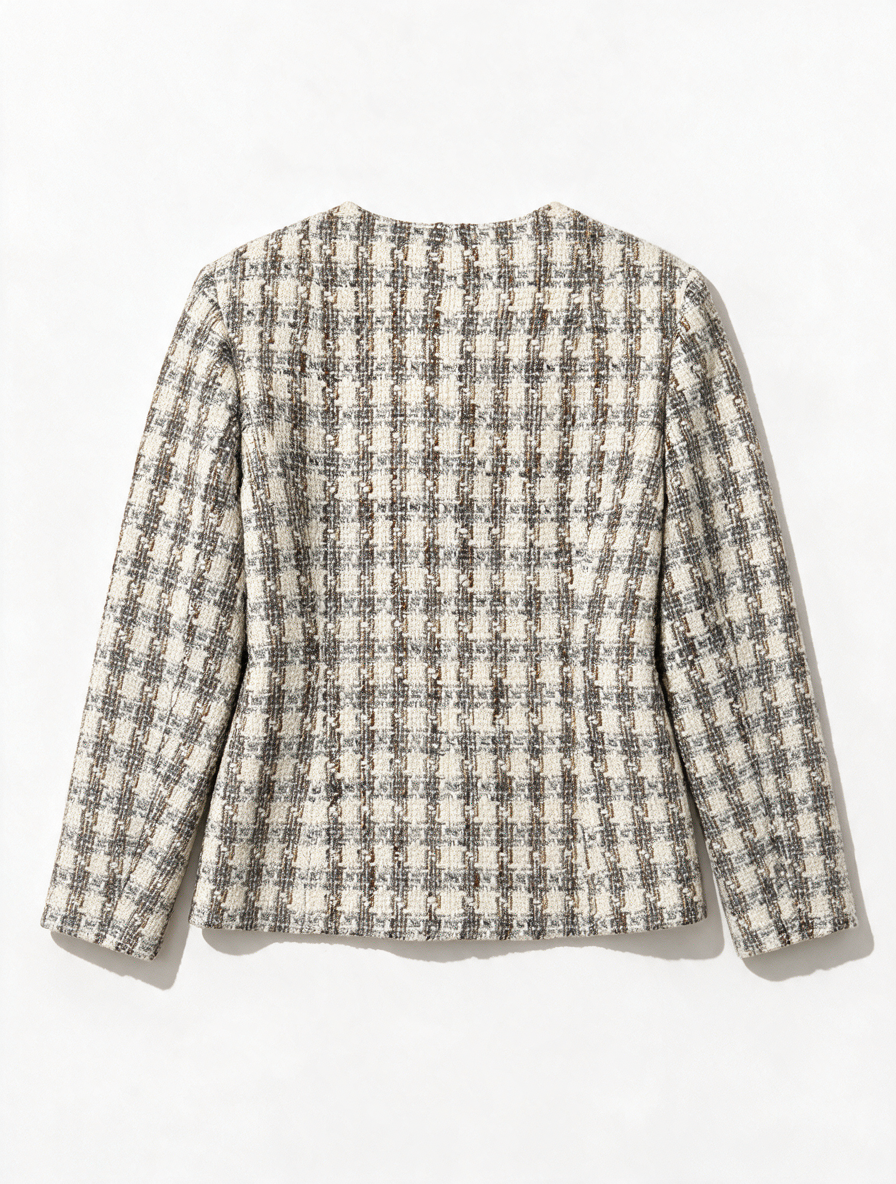 MONA - Blazer - bouclé, ruitpatroon, V-hals - XL