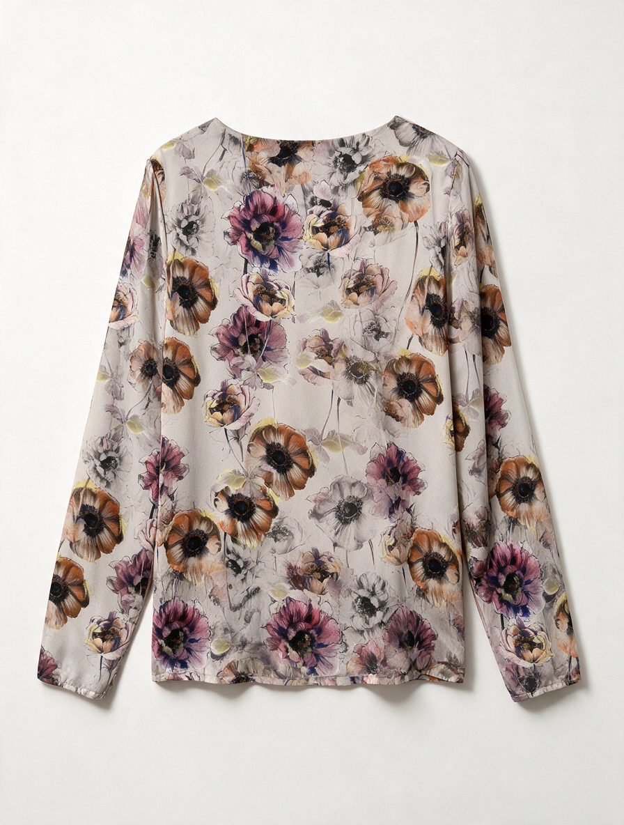 Donna Dura - Blouse - meerkleurig, bloemenprint, semi-transparant - M