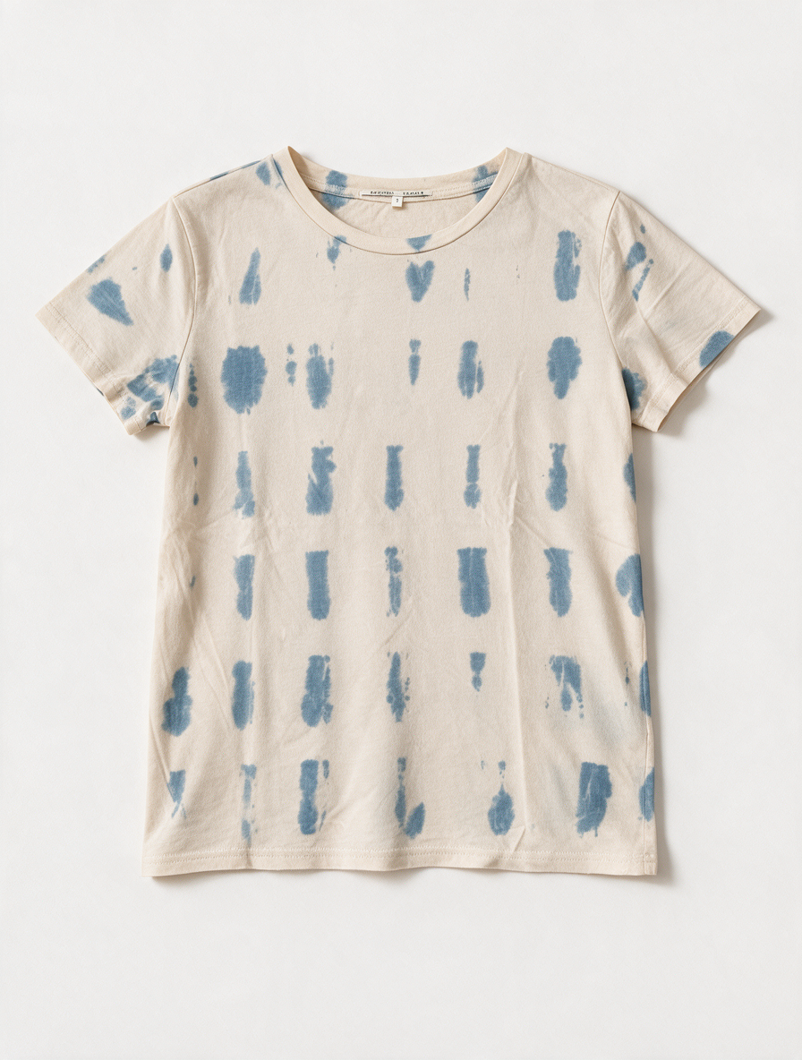 Second Female - T-shirt - tie-dye, crème en blauw, losse pasvorm - S
