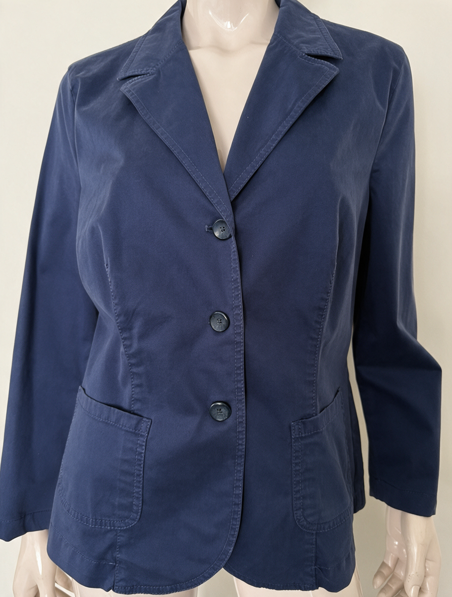 TONI - Blazer - blauw, 3-knoops sluiting, opgestikte zakken - XL