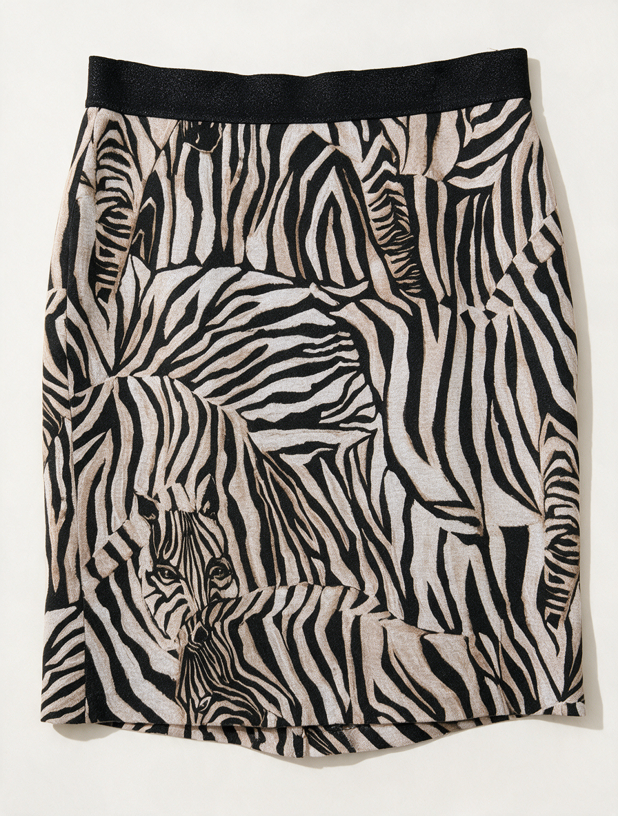 Caroline Biss - Rok - zebraprint, elastische tailleband, knielengte - XXL