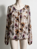 Donna Dura - Blouse - meerkleurig, bloemenprint, semi-transparant - M