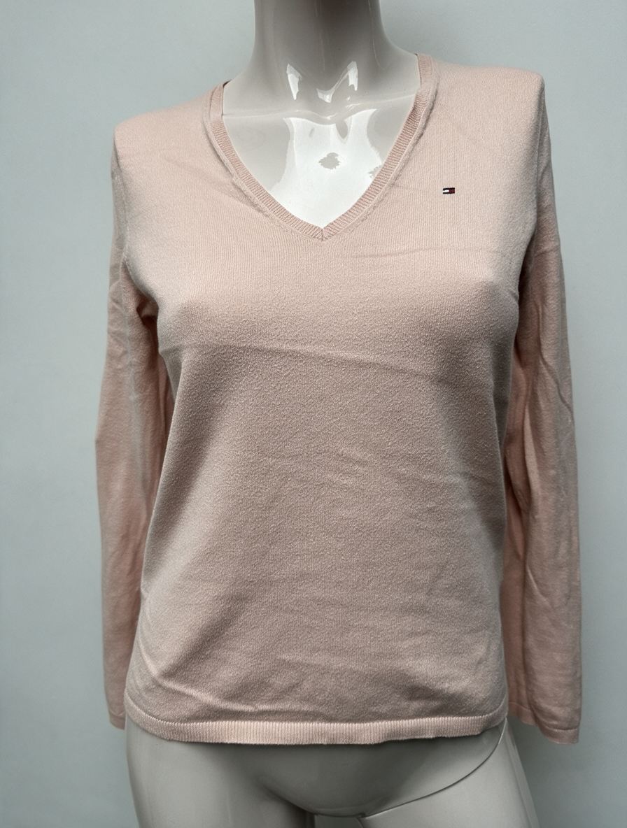 Tommy Hilfiger - Trui - roze, V-hals, fijngebreid - XS