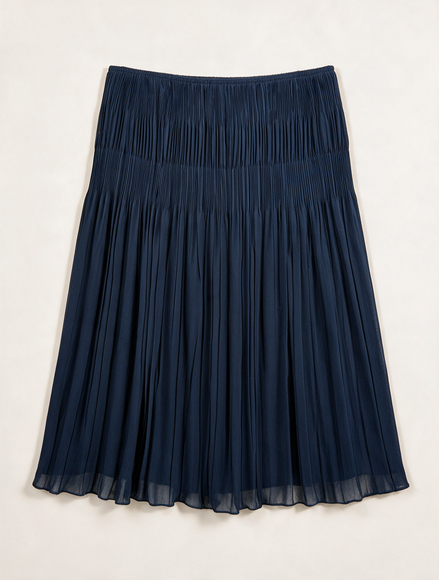 SOMMERMANN - Rok - blauw, geplooid/plissé, elastische tailleband - XL