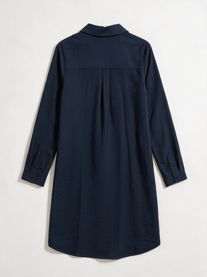 ZUSSS - Jurk - donkerblauw, overhemdjurk, lange mouwen - S