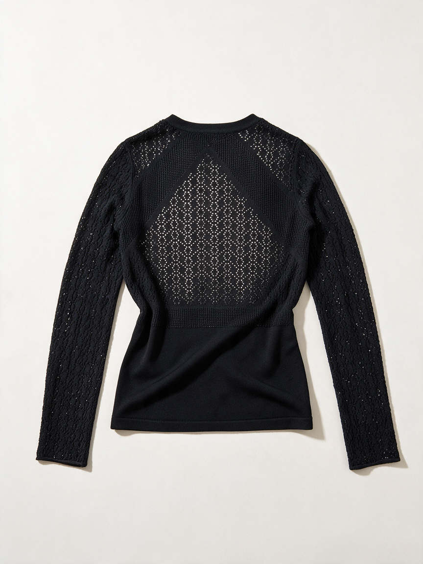 NIKKIE - Top - zwart, gehaakt patroon, transparante details - XS