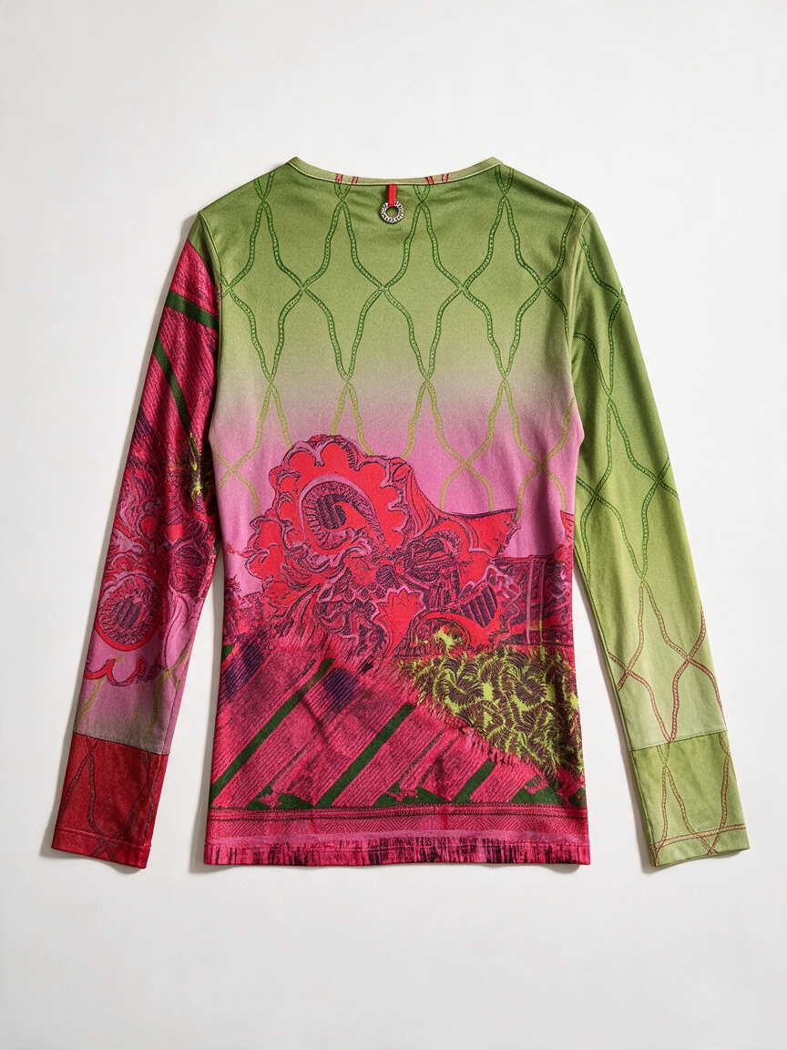 SAVE THE QUEEN! - Blouse - meerkleurig, all-over print, watervalhals - XL