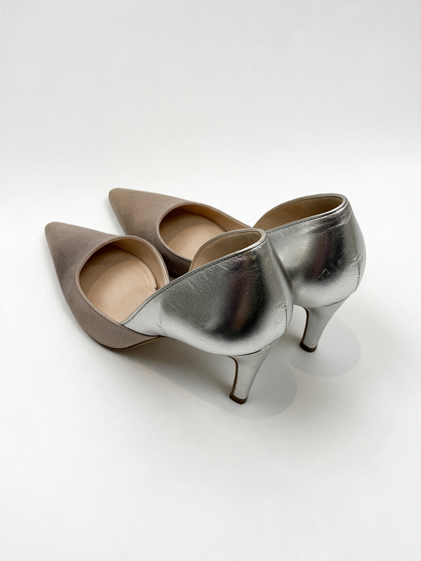 Peter Kaiser - Pumps - taupe en zilver, spitse neus, hoge hak - 36