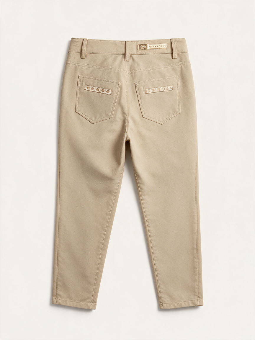 GLAMOROUS - Broek - beige, slim fit, goudkleurige ritsen