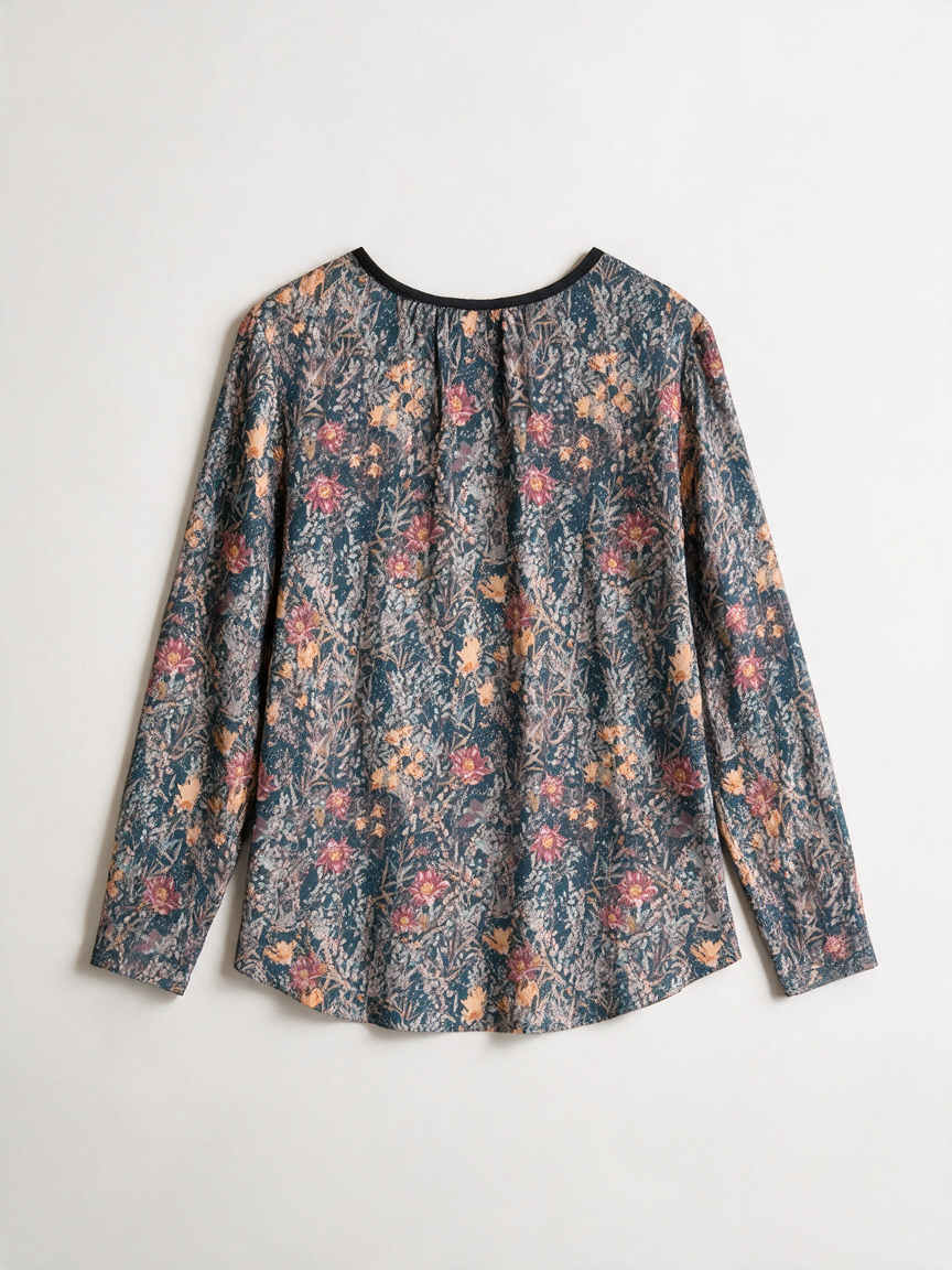 Tom Tailor - Blouse - bloemenprint, lange mouwen, veterdetail - XL
