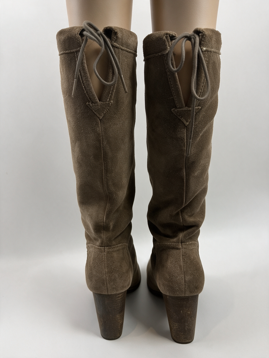 Scholl Laarzen - bruin, suède look, blokhak - 39