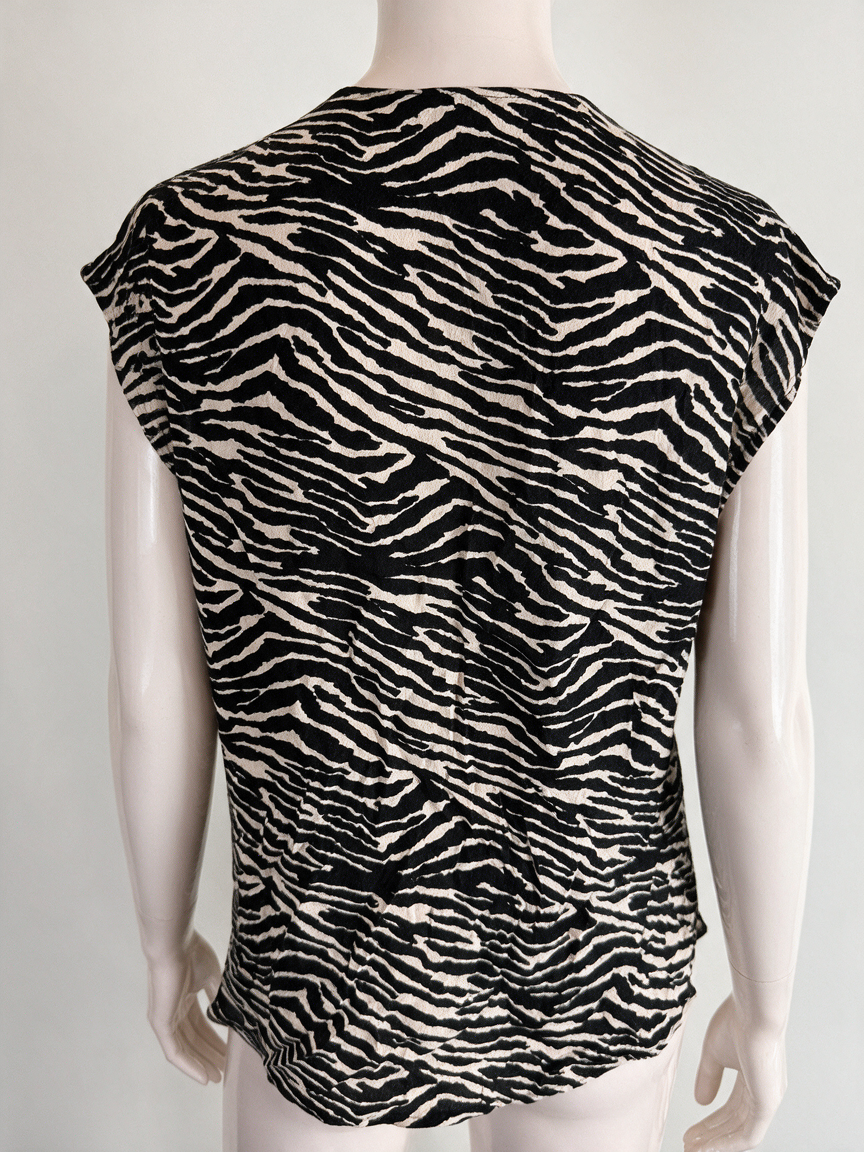 la fée Maraboutée - Blouse - zwart-wit, zebraprint, mouwloos - 36 (FR40)