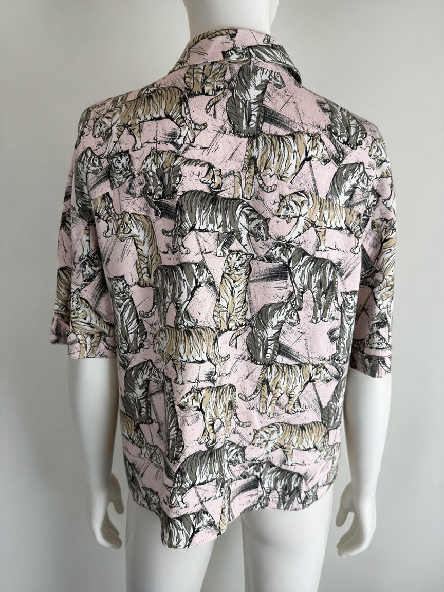 NOISY MAY - Blouse - roze, tijgerprint, korte mouwen - M