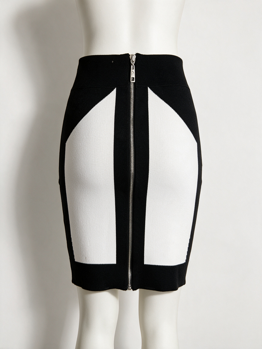 JOSH V - Rok - zwart-wit, geometrisch patroon, kokerrok - S