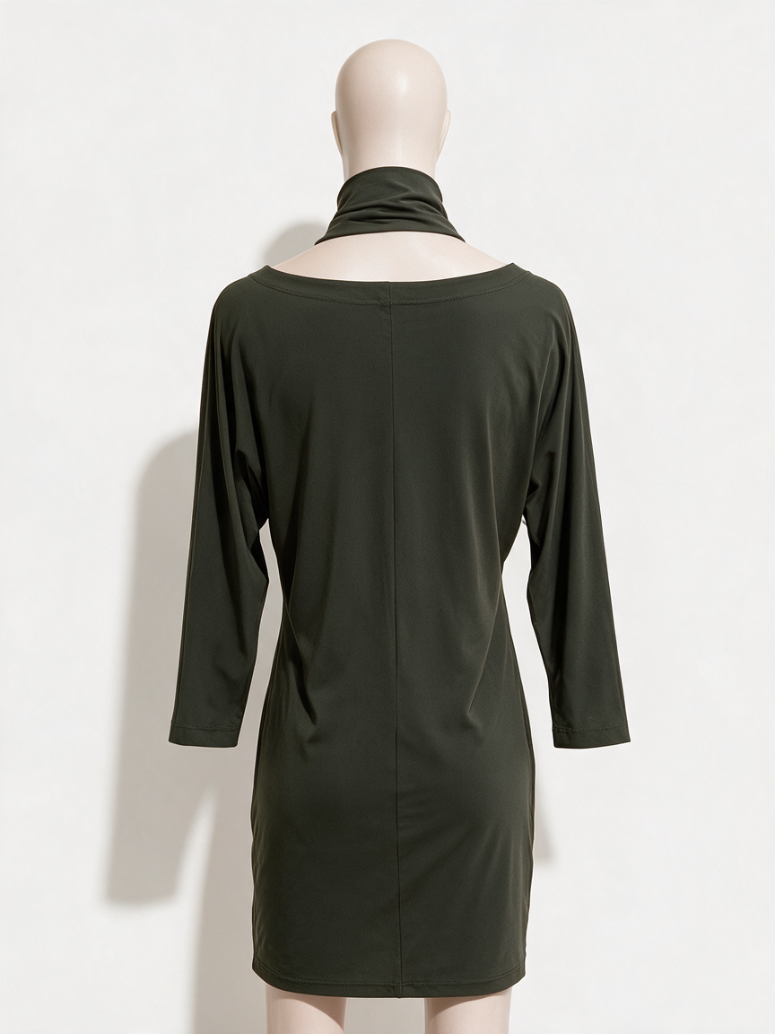 LaDress by Simone - Jurk - groen, sjaalkraag, lange mouwen - XS