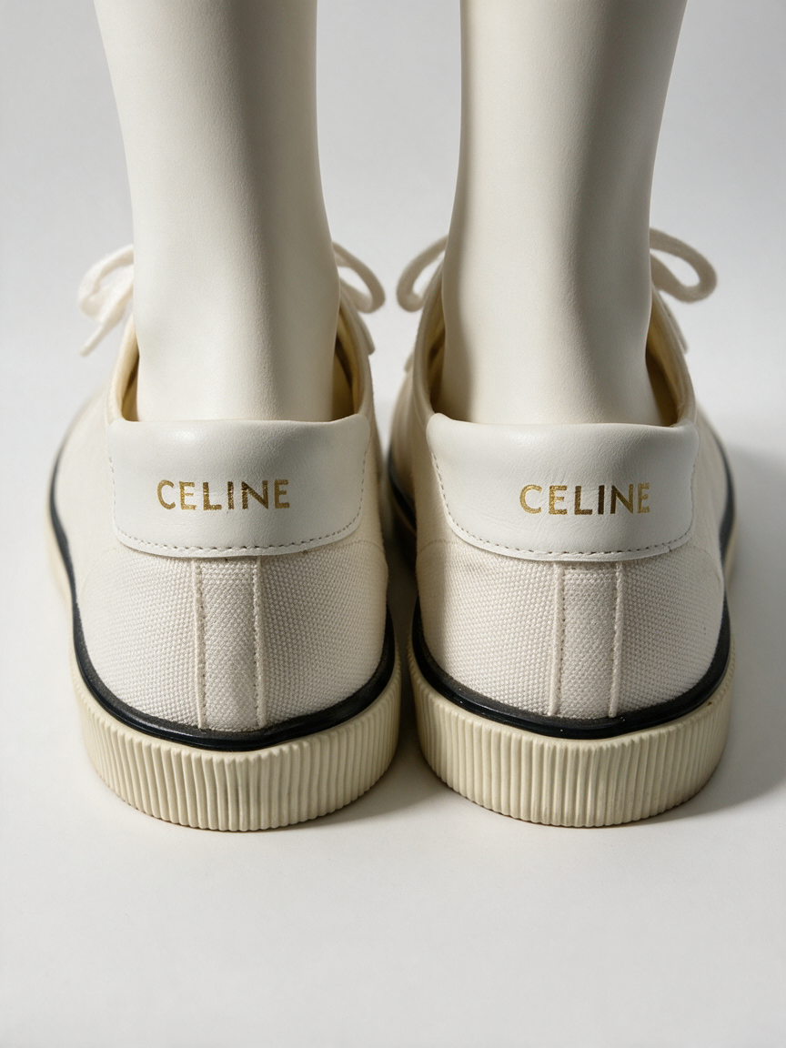 CELINE - Sneakers - wit, canvas, vetersluiting - 38