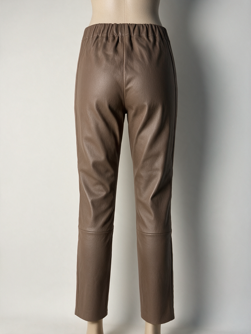 Max & Moi - Broek - bruin, lamsleer, elastische tailleband - S