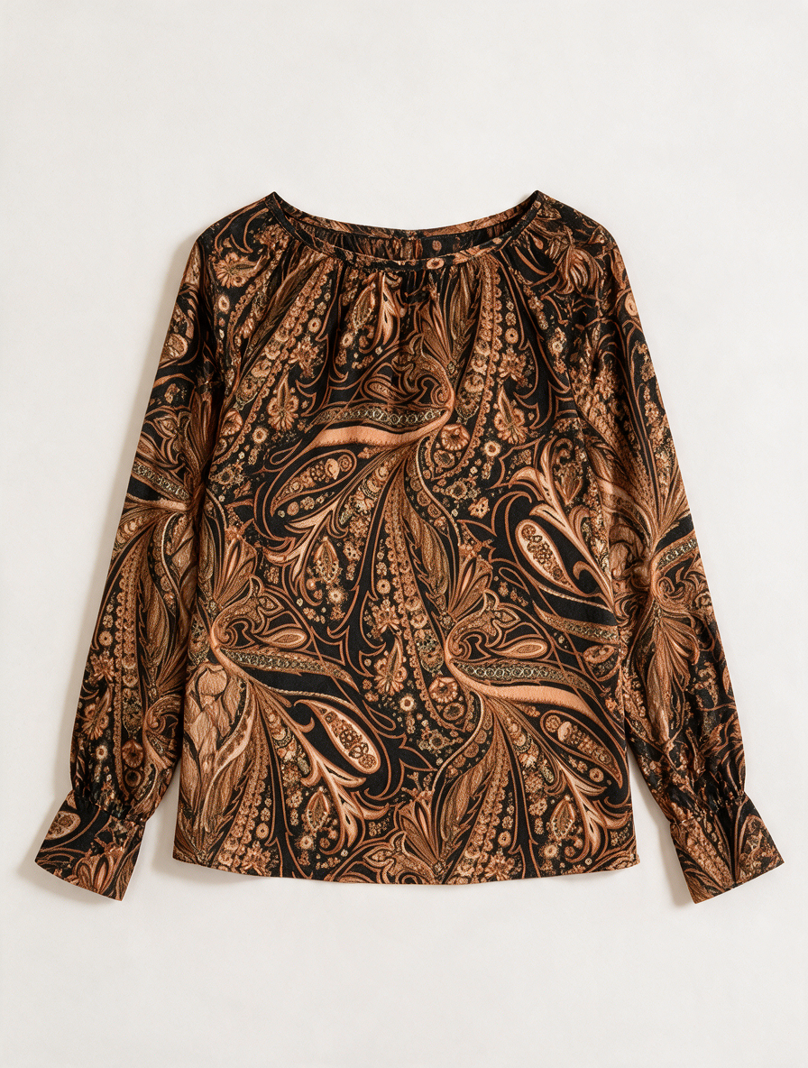 Richard Allan x H&M - Blouse - paisleyprint, glanzende stof, lange mouwen - S