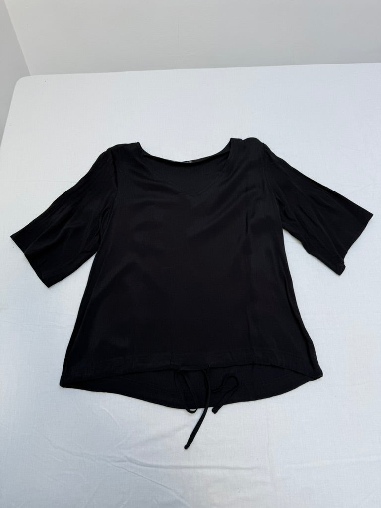 Batida - Blouse - zwart, ronde hals, aansnoerkoord