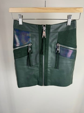 NIKKIE - Rok - donkergroen, imitatieleer, mini-lengte - XS
