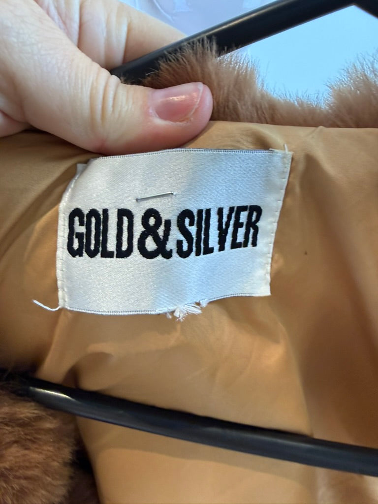GOLD & SILVER - Bodywarmer - camel, imitatiebont, hoge kraag - L