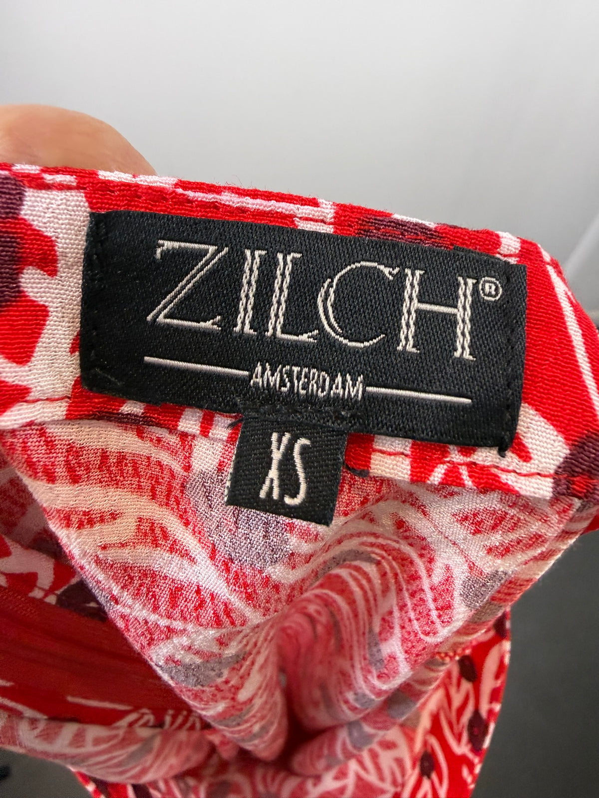 ZILCH - Rok - rood, bladprint, knielengte - XS