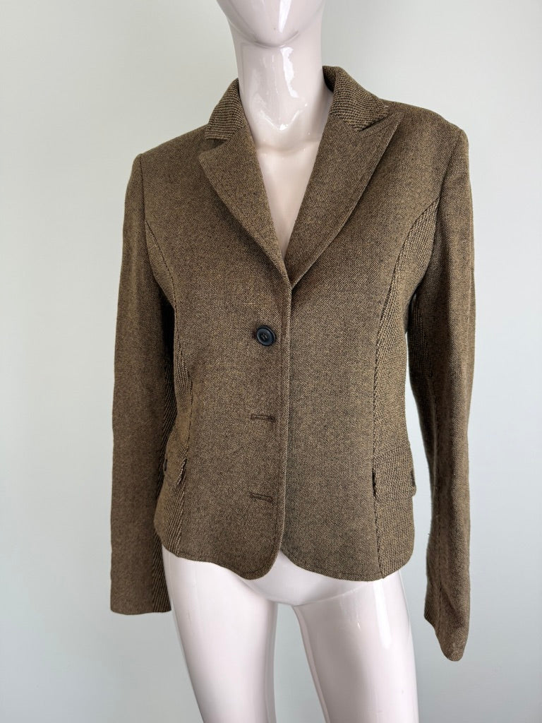 WE - Blazer - khaki, 1-knoopsluiting, getailleerd - L