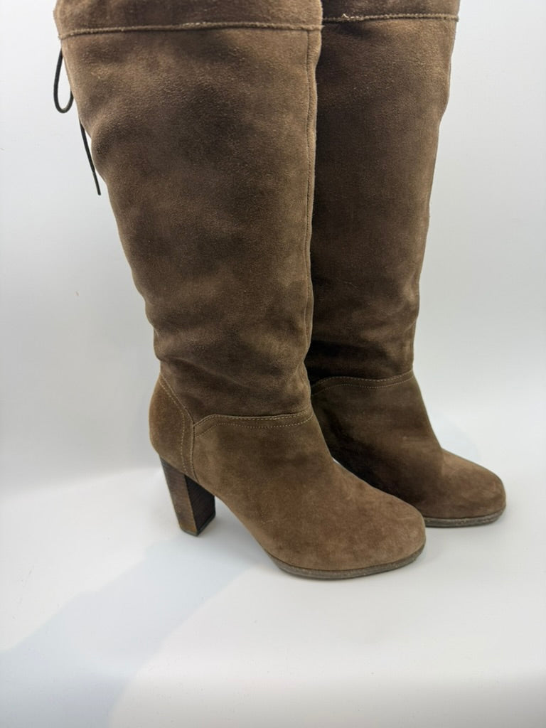 Scholl Laarzen - bruin, suède look, blokhak - 39