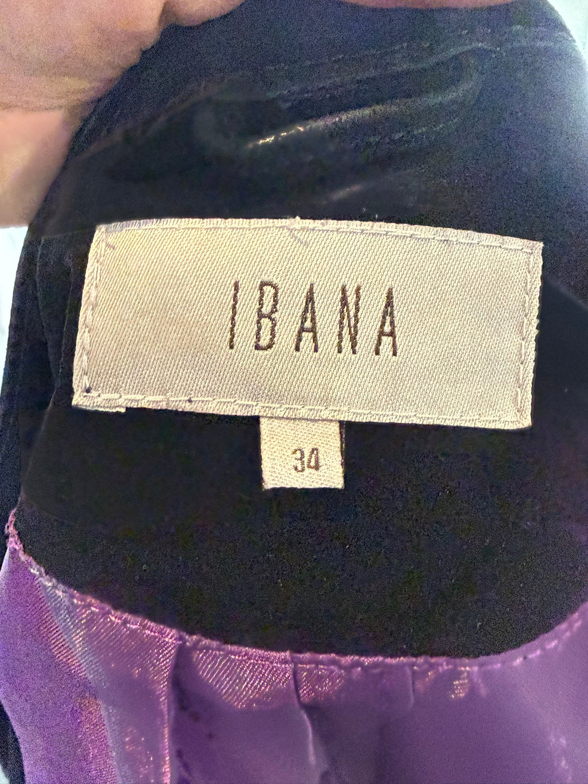 IBANA - Jas - zwart, echt leer, asymmetrische ritssluiting - XS