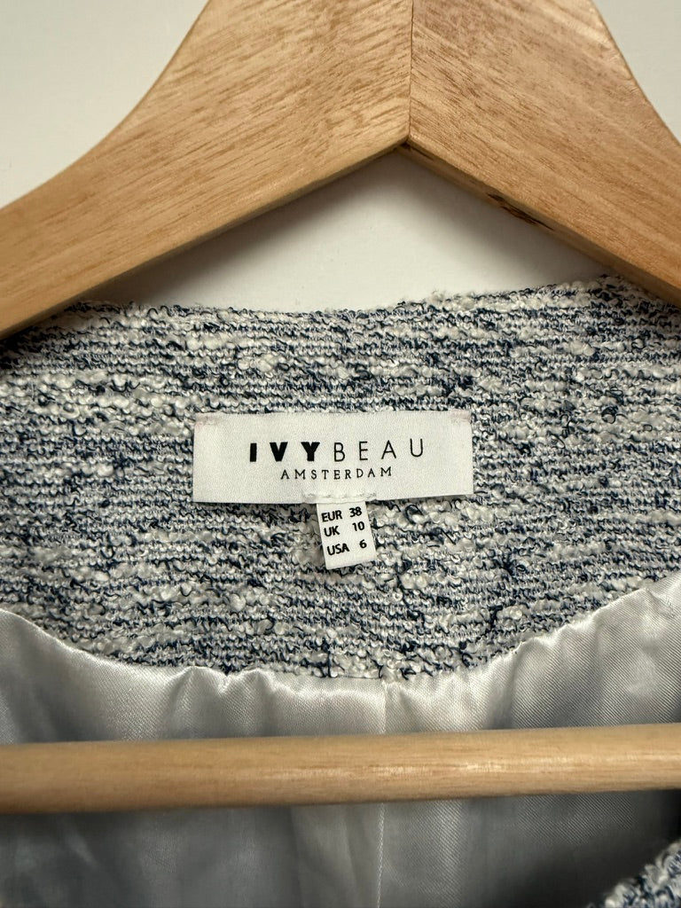 IVY BEAU - Jasje - gemêleerd grijs-wit, open voorzijde, volledig gevoerd - M