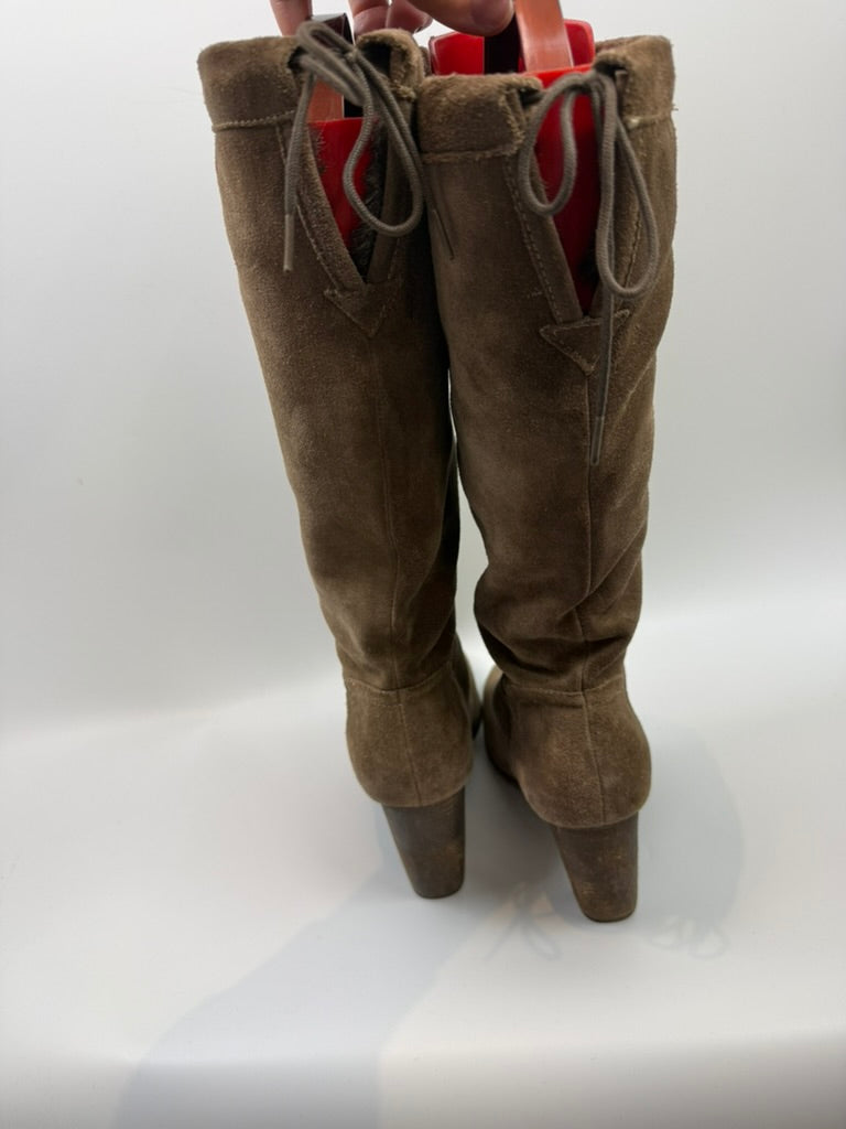 Scholl Laarzen - bruin, suède look, blokhak - 39