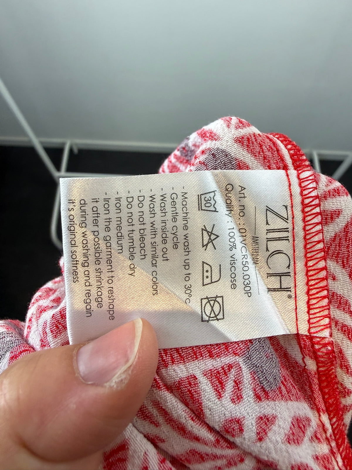 ZILCH - Rok - rood, bladprint, knielengte - XS
