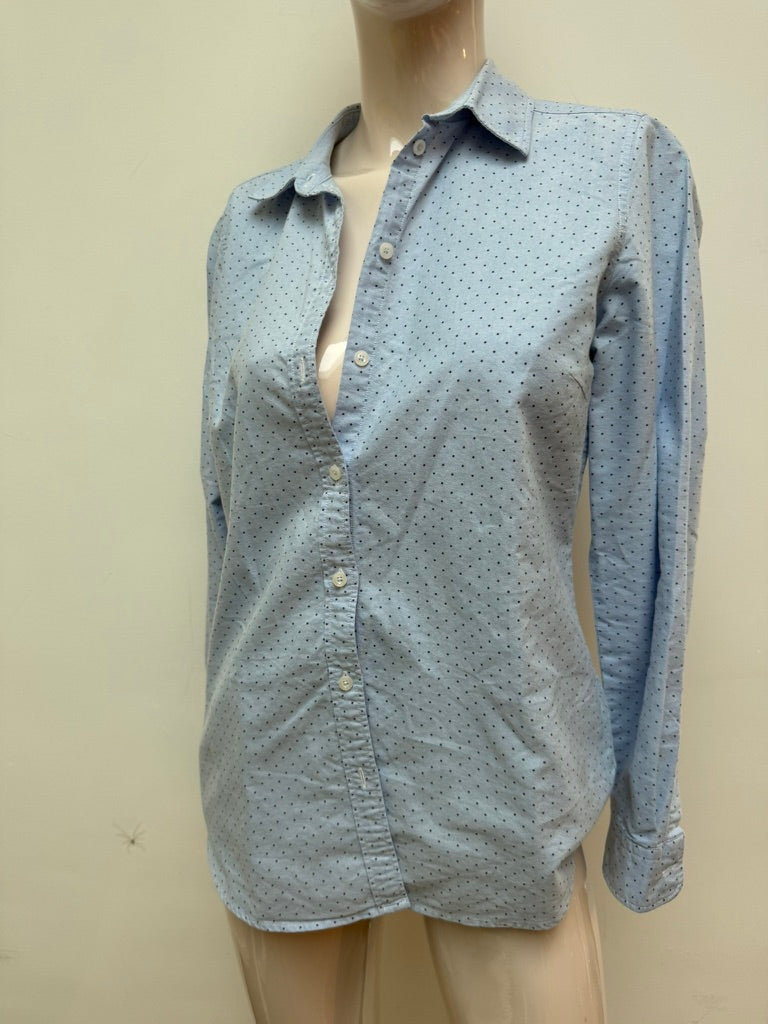 Christian Berg ESSENTIALS - Blouse - blauw, stippenpatroon, knoopsluiting - M