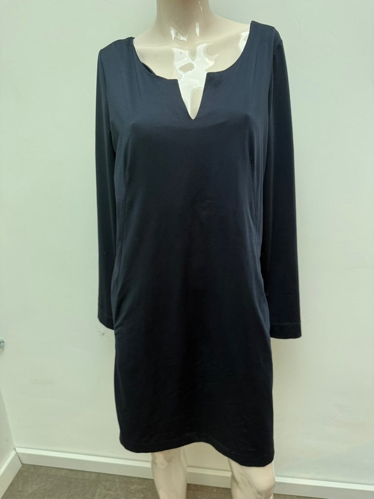 SYLVER - Jurk - donkerblauw, V-hals, lange mouw - L